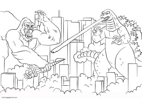 godzilla v king kong coloring pages